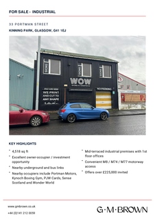 Industrial unit for sale, 33 Portman St Glasgow G41 1EJ