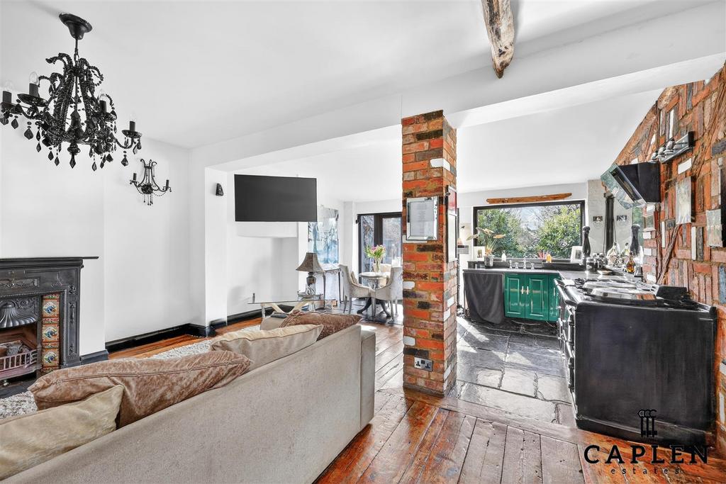 Open-plan living area, open plan living, fireplace