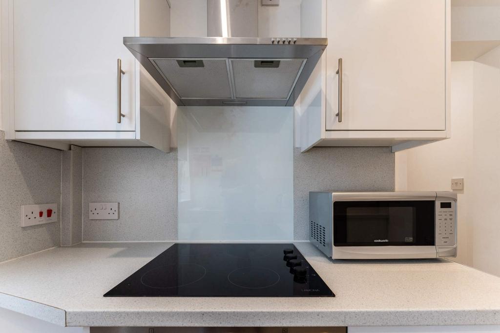 Modern kitchen with induction hob and microwave...
