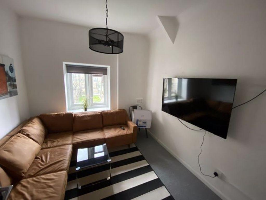 A modern and inviting living room featuring a l...