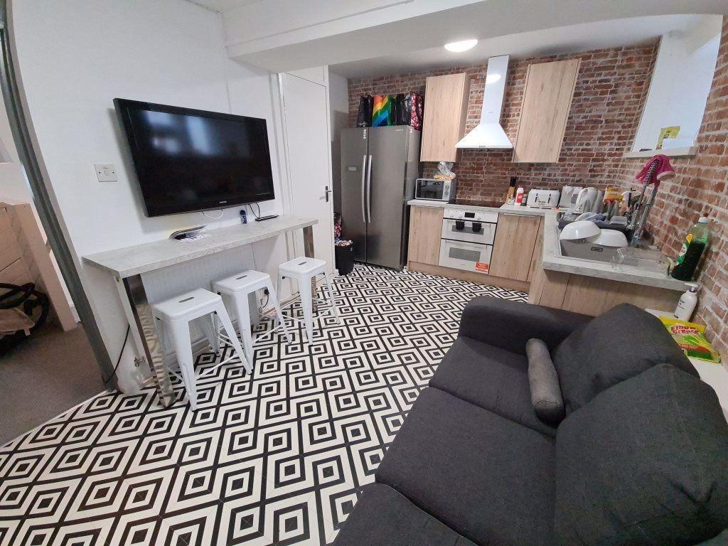 A modern and inviting living room featuring a l...