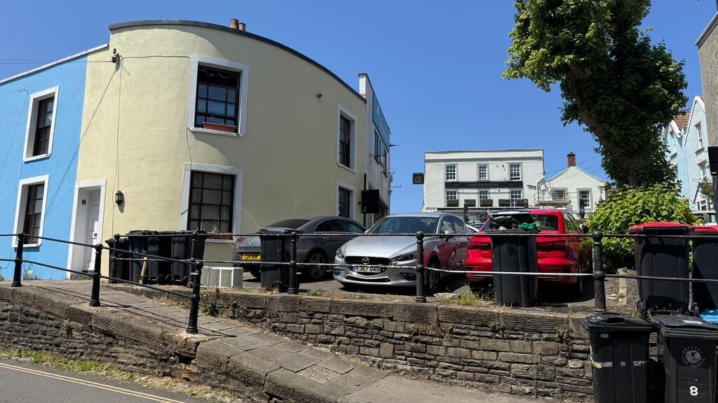 Street-front view with colourful period houses...