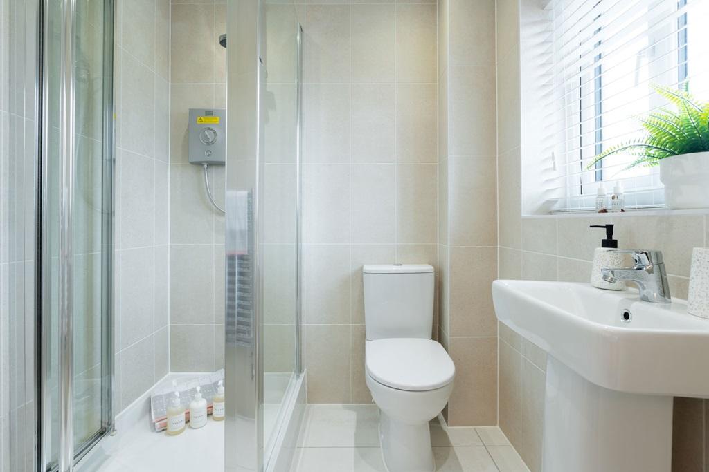 An en suite shower room away from the family