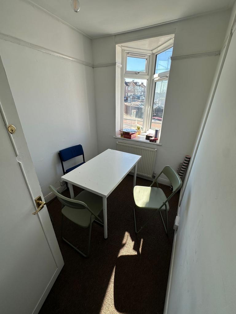 Bright study nook with a lovely bay window....