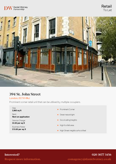 Retail property (high street) to rent, 394-396 St John St London EC1V 4NJ
