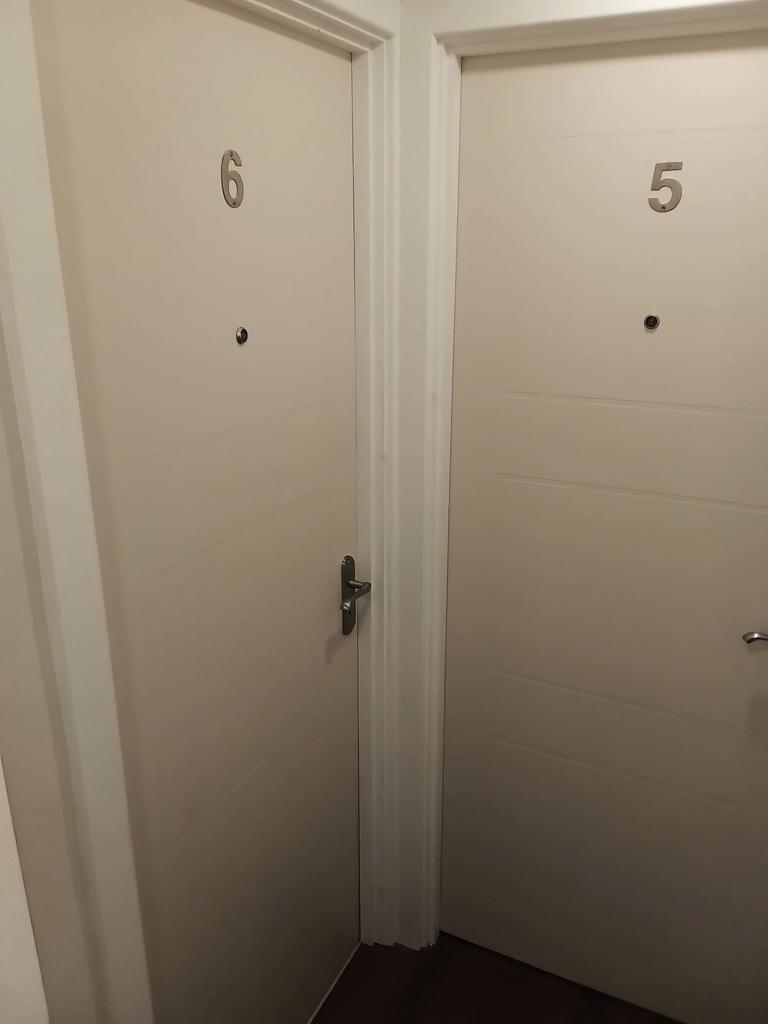 Secure and modern numbered room entrances...