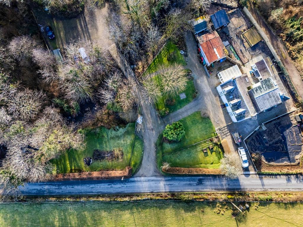Dyemill House and gardens aerial view
