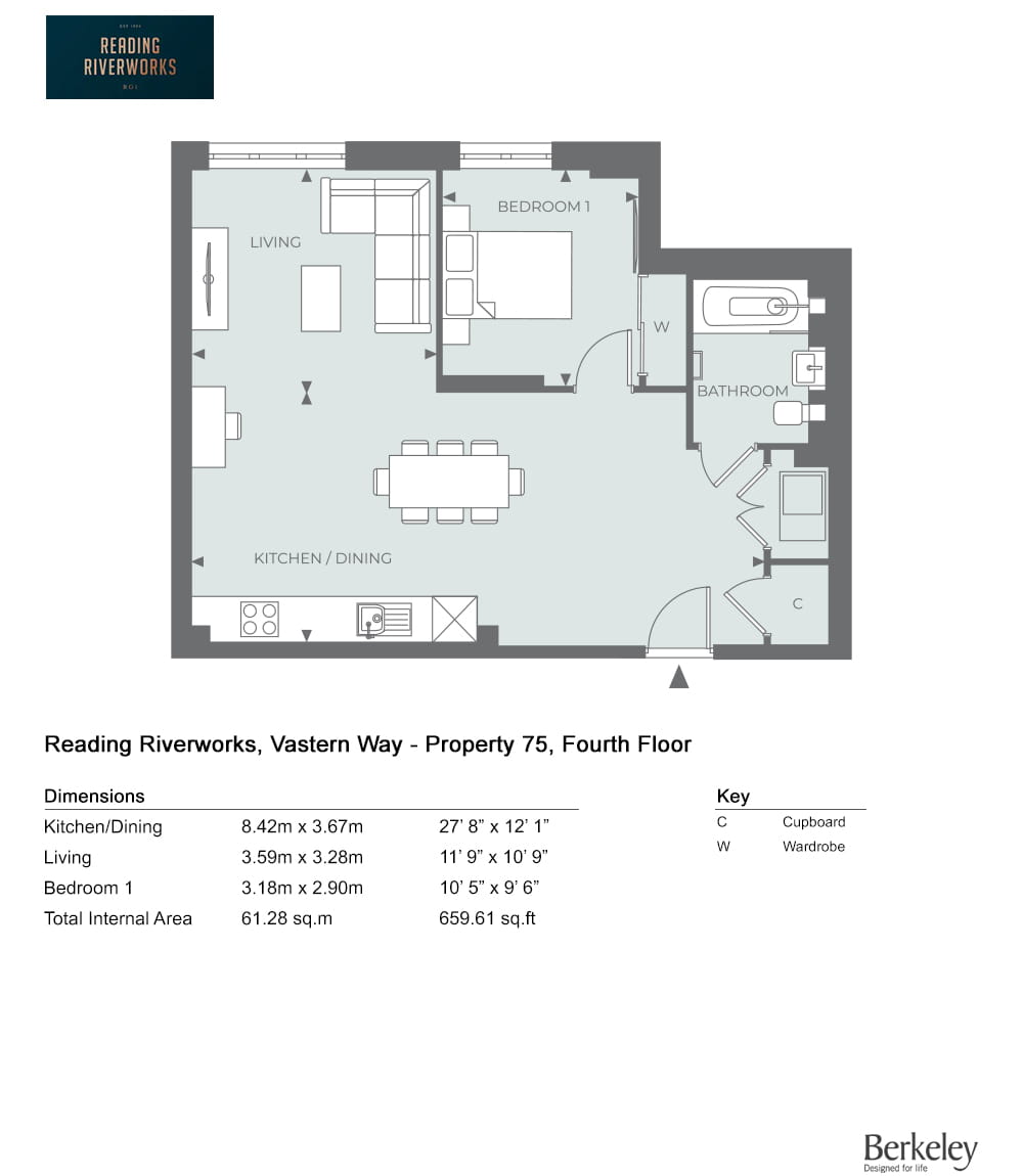 1 bedroom apartment for sale - Floor Plan