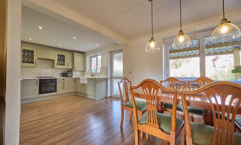 Open plan kitchen dining to rear