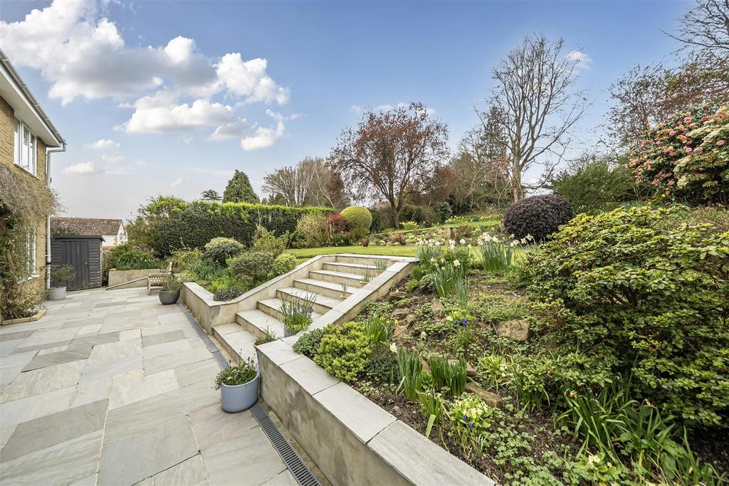 Terrace with steps rising to the garden