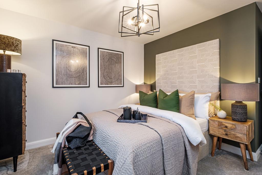 Hadley double bedroom with green wall
