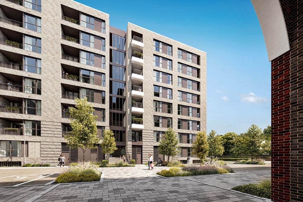 Communal courtyard at Valence View (CGI street...