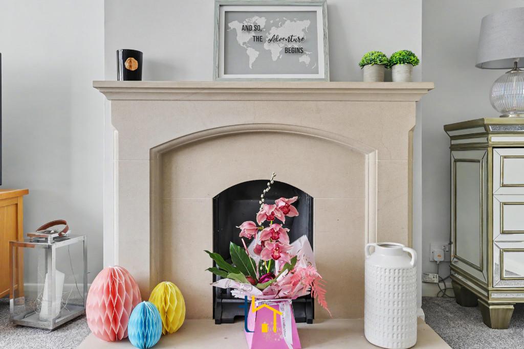 Living room, fireplace
