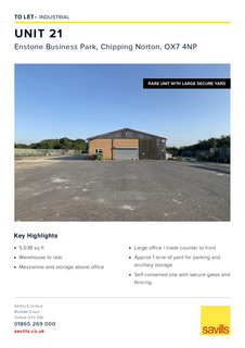 Industrial unit to rent, Unit 21, Enstone Business Park, Chipping Norton, Enstone OX7 4NP
