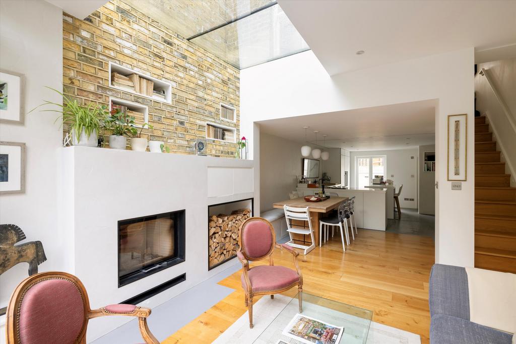 Living room, fireplace