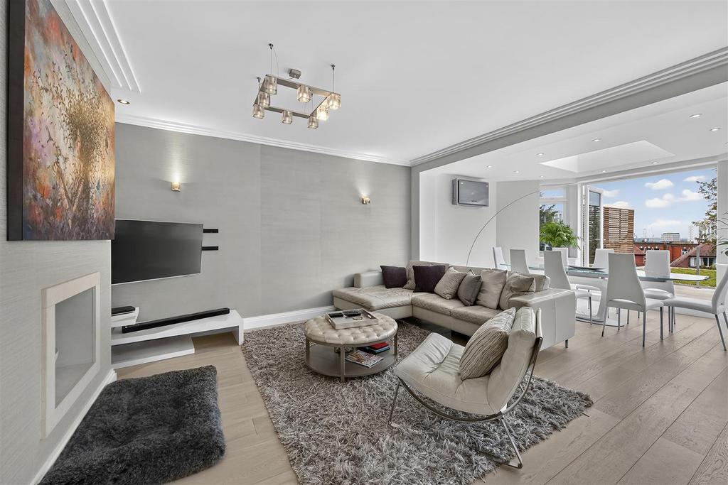 Open-plan living area, open plan living, fireplace