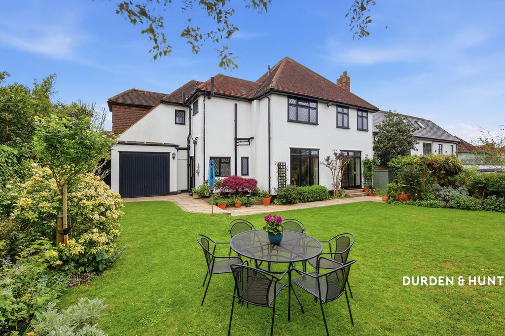 House exterior, garage, garden