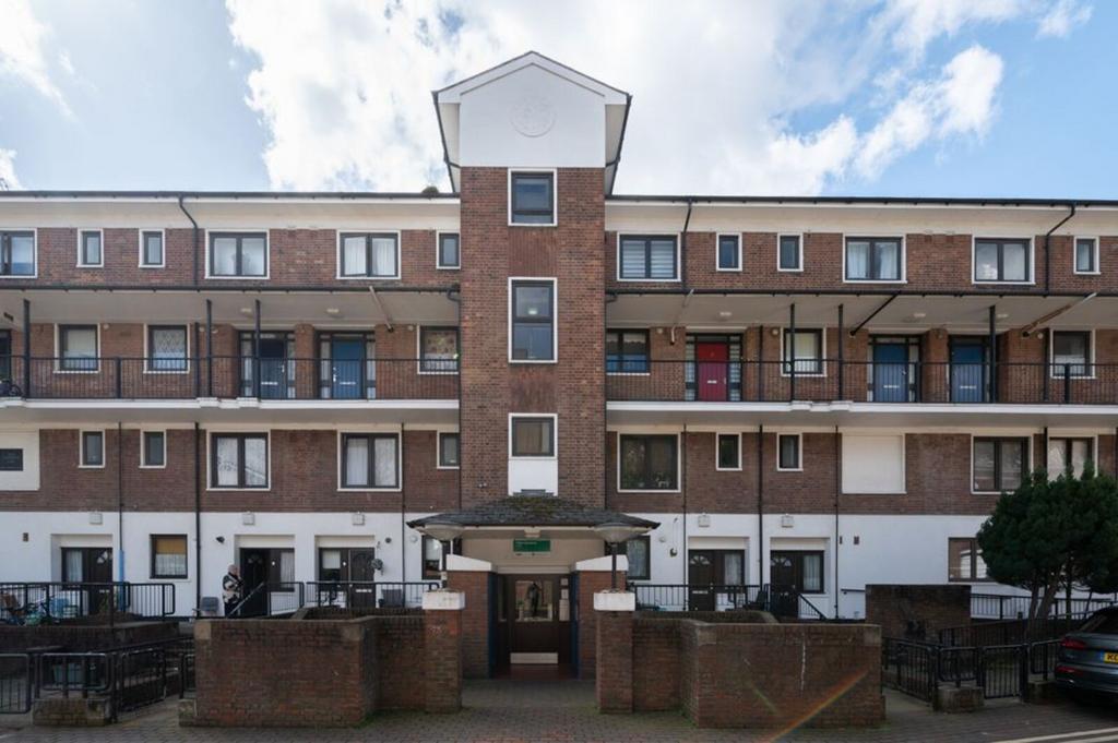 Apartment building facade, block of apartments