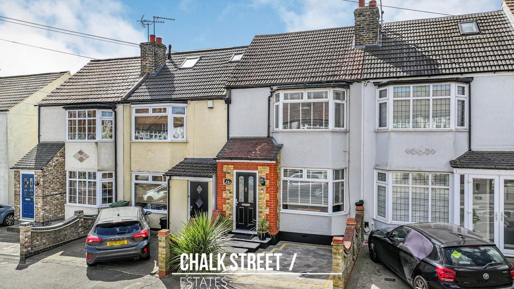 Terraced house exterior, parking