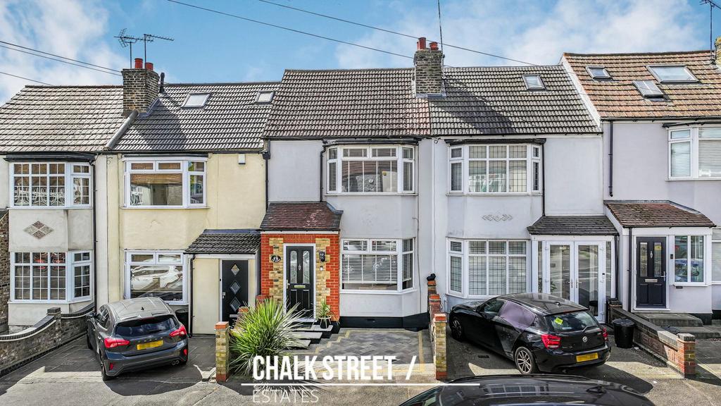 Terraced house exterior, parking
