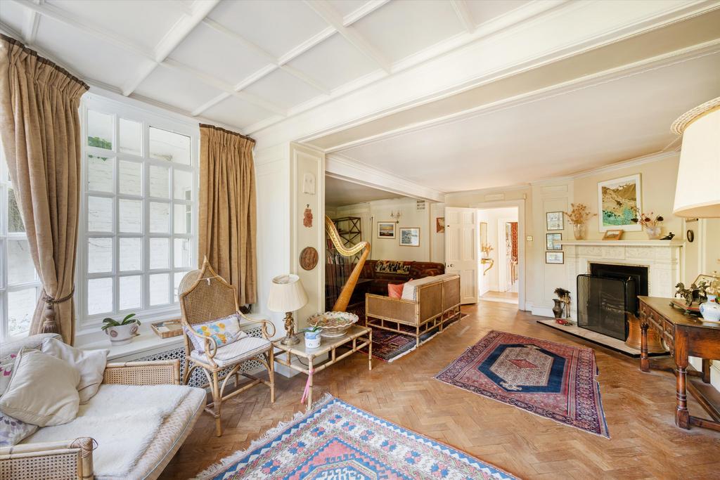 Living room, fireplace