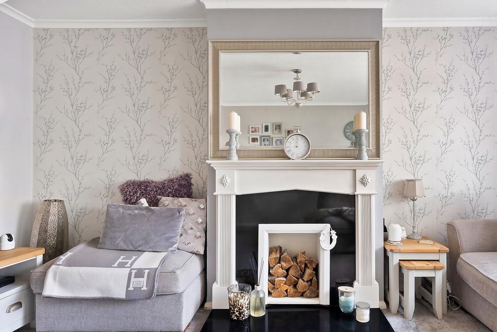 Living room, fireplace