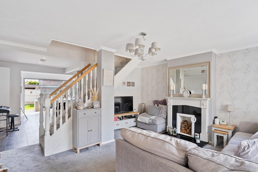 Open-plan living area, open plan living, fireplace