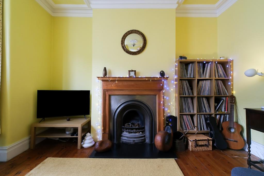 Living room, fireplace