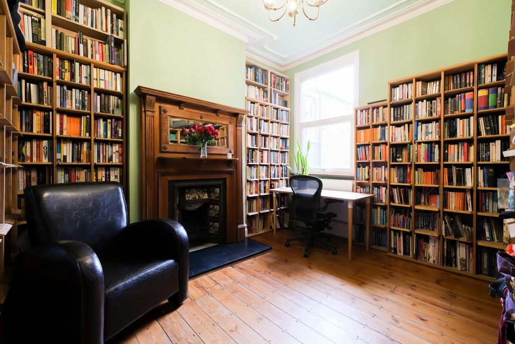 Study, fireplace