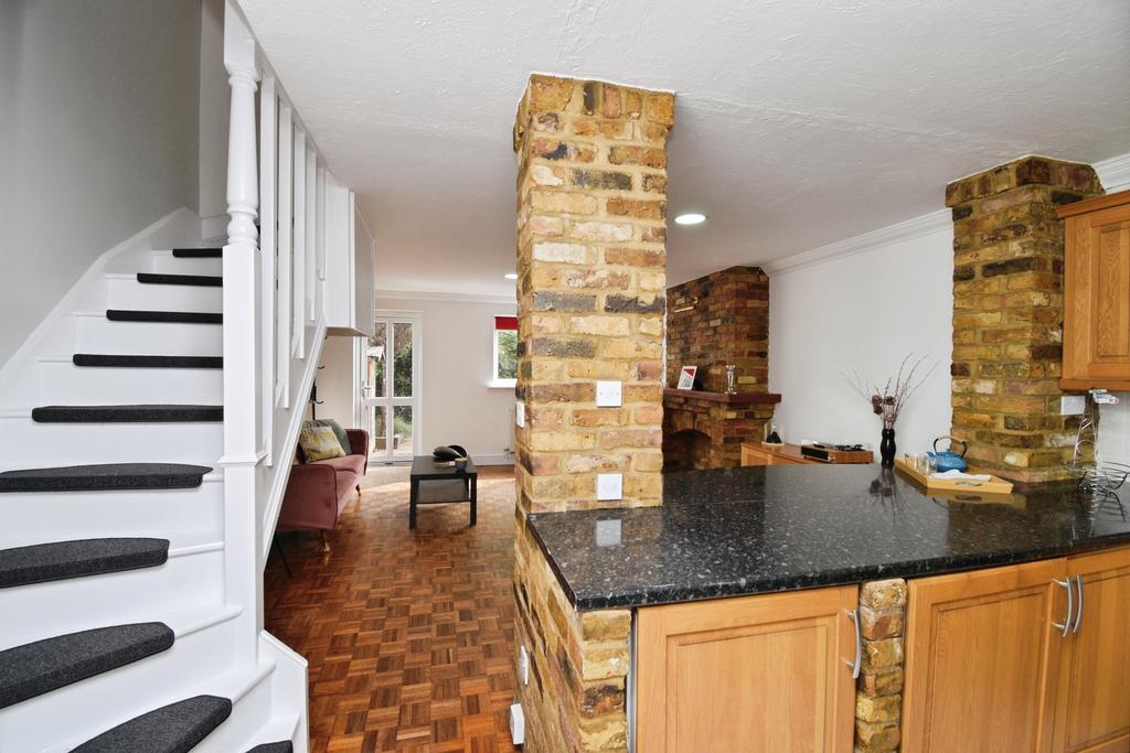Open-plan living area, fireplace