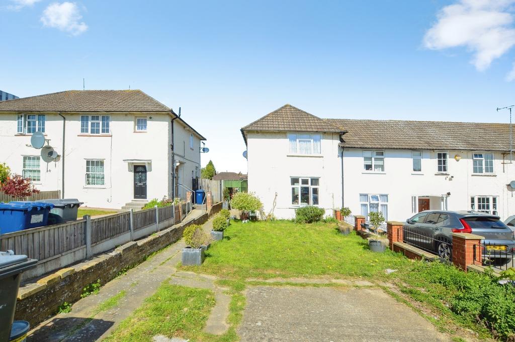 Street scene with property, garden