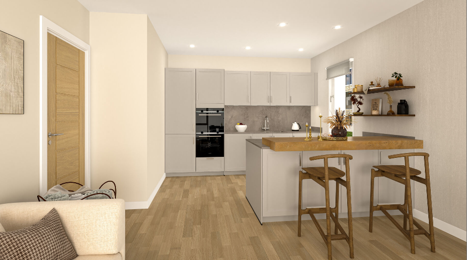 Kitchen, open plan living
