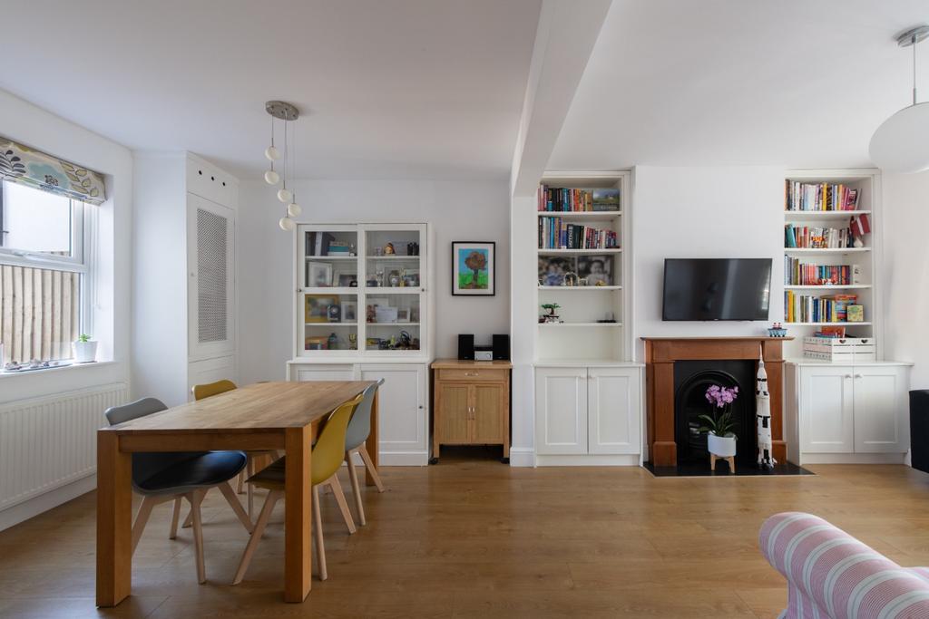 Open-plan living area, open plan living, fireplace
