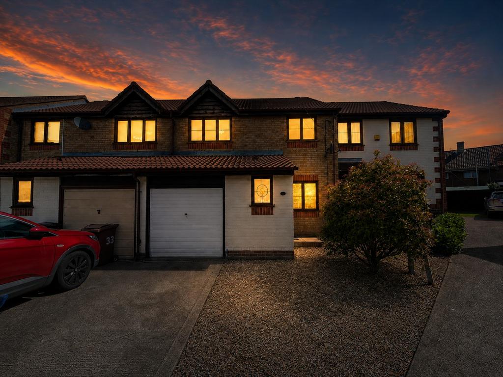 Semi-detached house exterior, driveway
