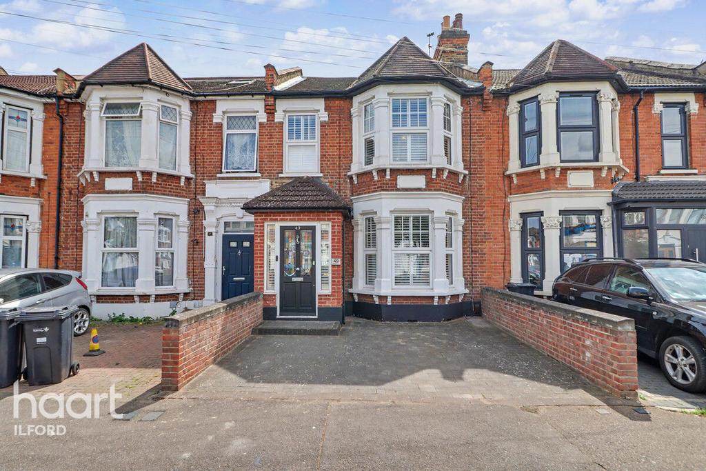 Terraced house exterior, parking