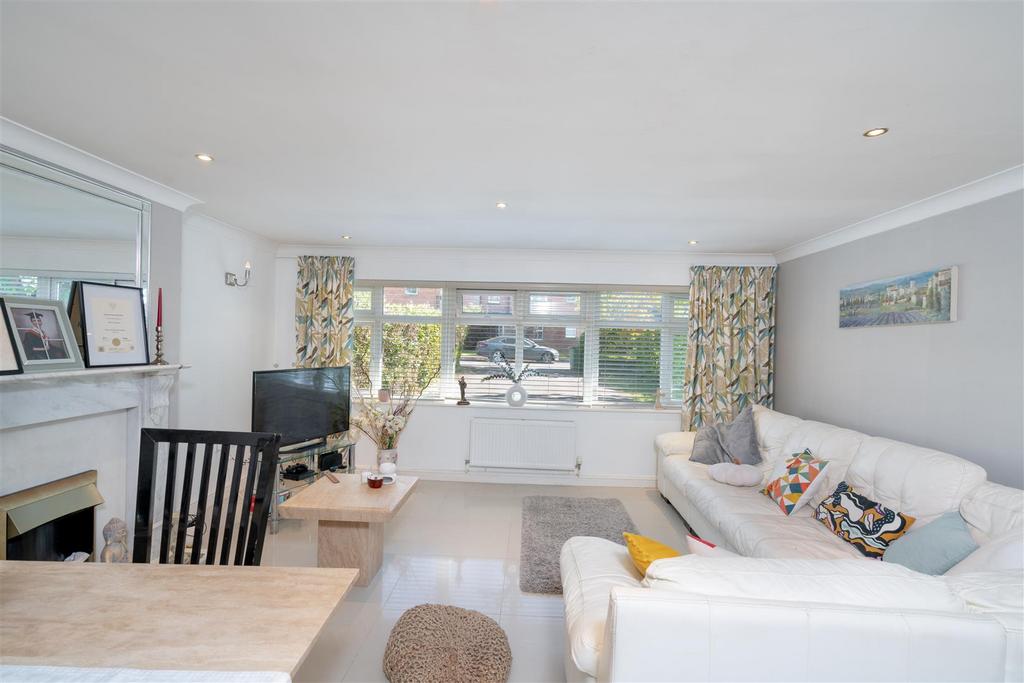 Open-plan living area, fireplace