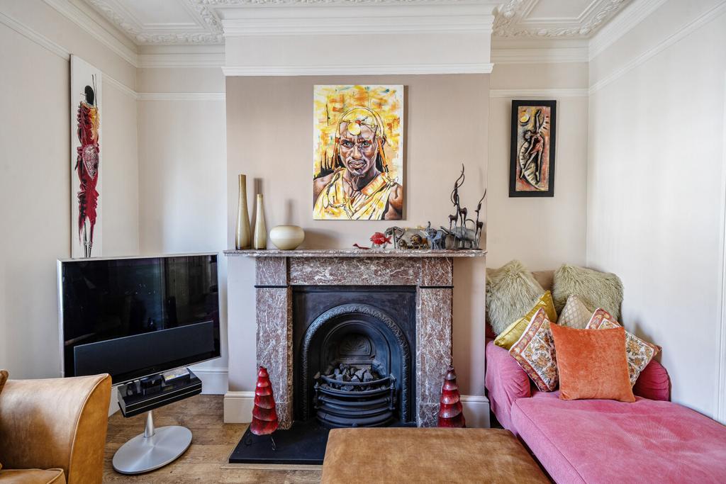 Living room, fireplace