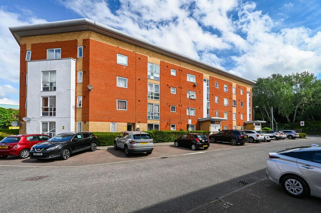 Apartment building facade, block of apartments, parking