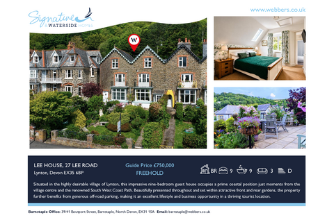 Hospitality for sale, 27 Lee Rd Lynton EX35 6BP
