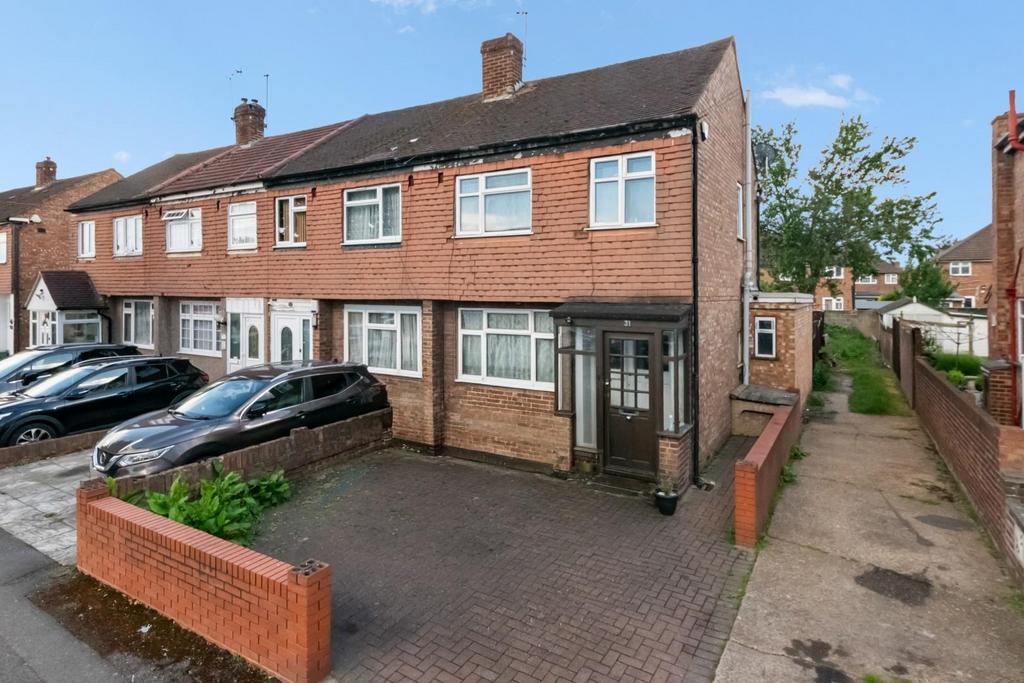 Terraced house exterior, parking