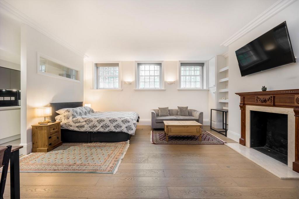 Studio apartment interior, open plan living