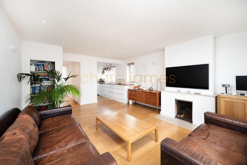 Open-plan living area, open plan living, fireplace