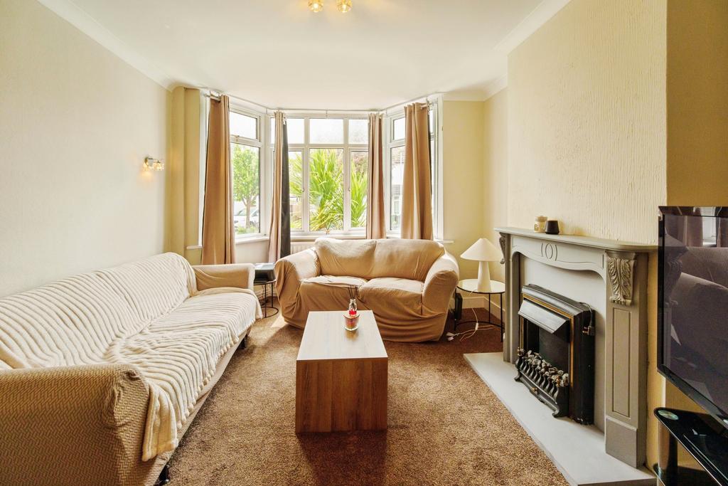 Living room, fireplace