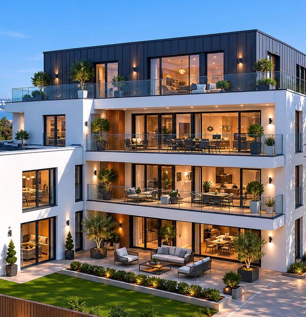 Apartment building facade, block of apartments