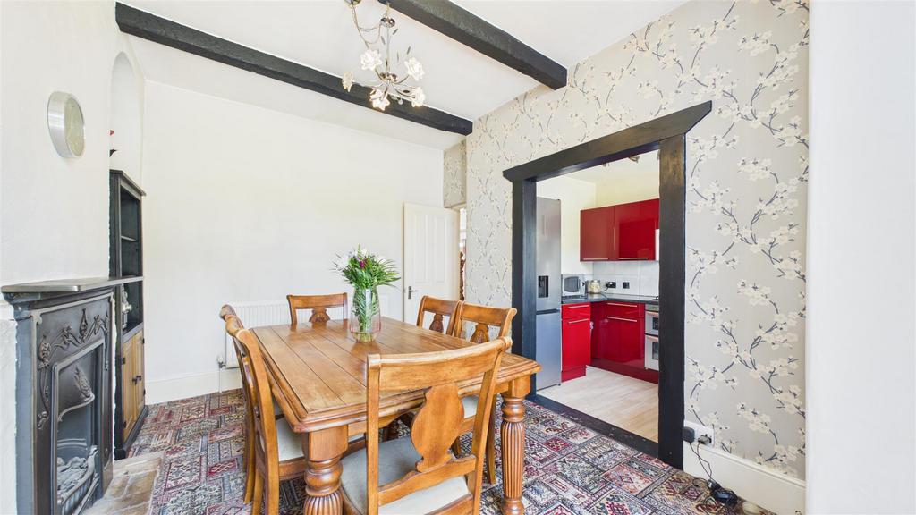 Dining room, fireplace, open plan living