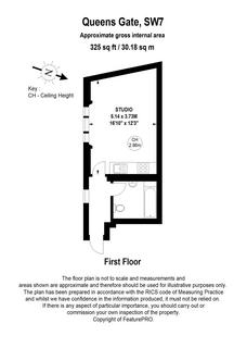 Studio to rent, Queens Gate, South Kensington, London