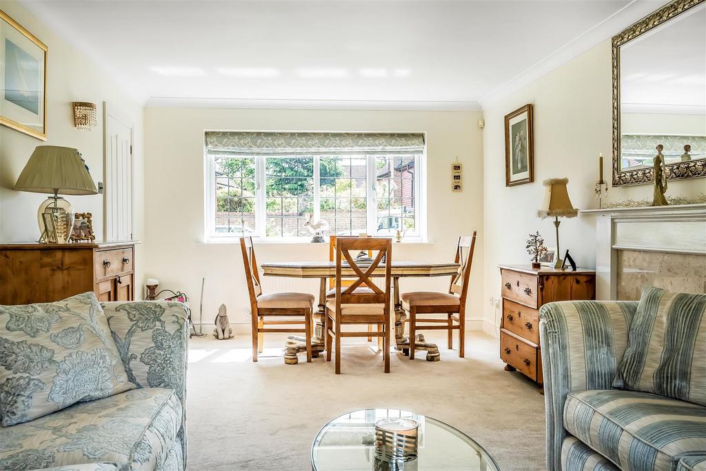 Open-plan living area, fireplace