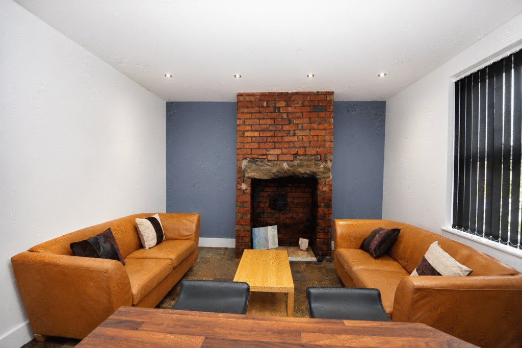 Living room, fireplace