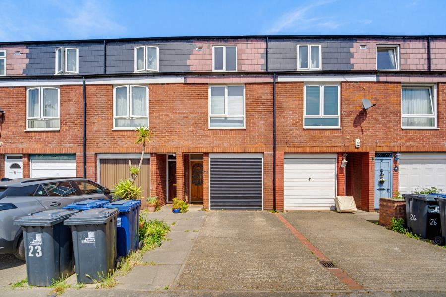 Terraced house exterior, parking