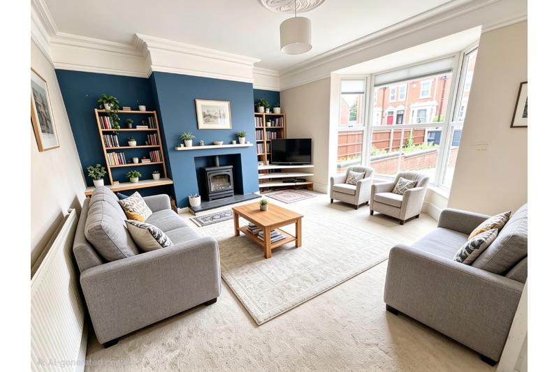 Living room, fireplace